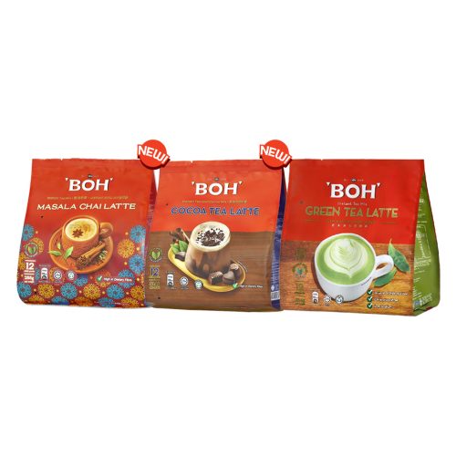 bot tea masala chai latte, cocoa tea latte, green tea latte